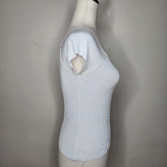 Max Mara White Square Neck Short Sleeve Top Size Small - Picture 5 of 8